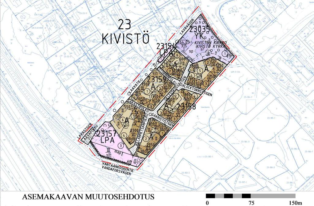 Asemakaavan muutosehdotuskartta Asemakaavan sallima kokonaisrakennusoikeus on 26 485 k-m 2, josta asumisen osuus on 26