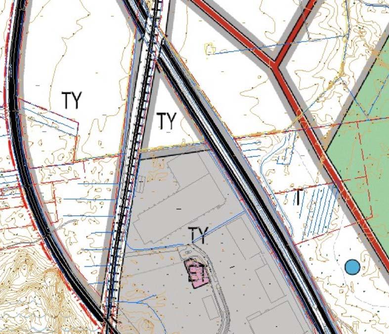 Yleiskaava Suunnittelualueella on voimassa Keskustaajaman osayleiskaava (KV 16.4.2012). Kaavoittamaton alue (valkoinen TY) on merkitty Uudeksi teollisuusalueeksi.