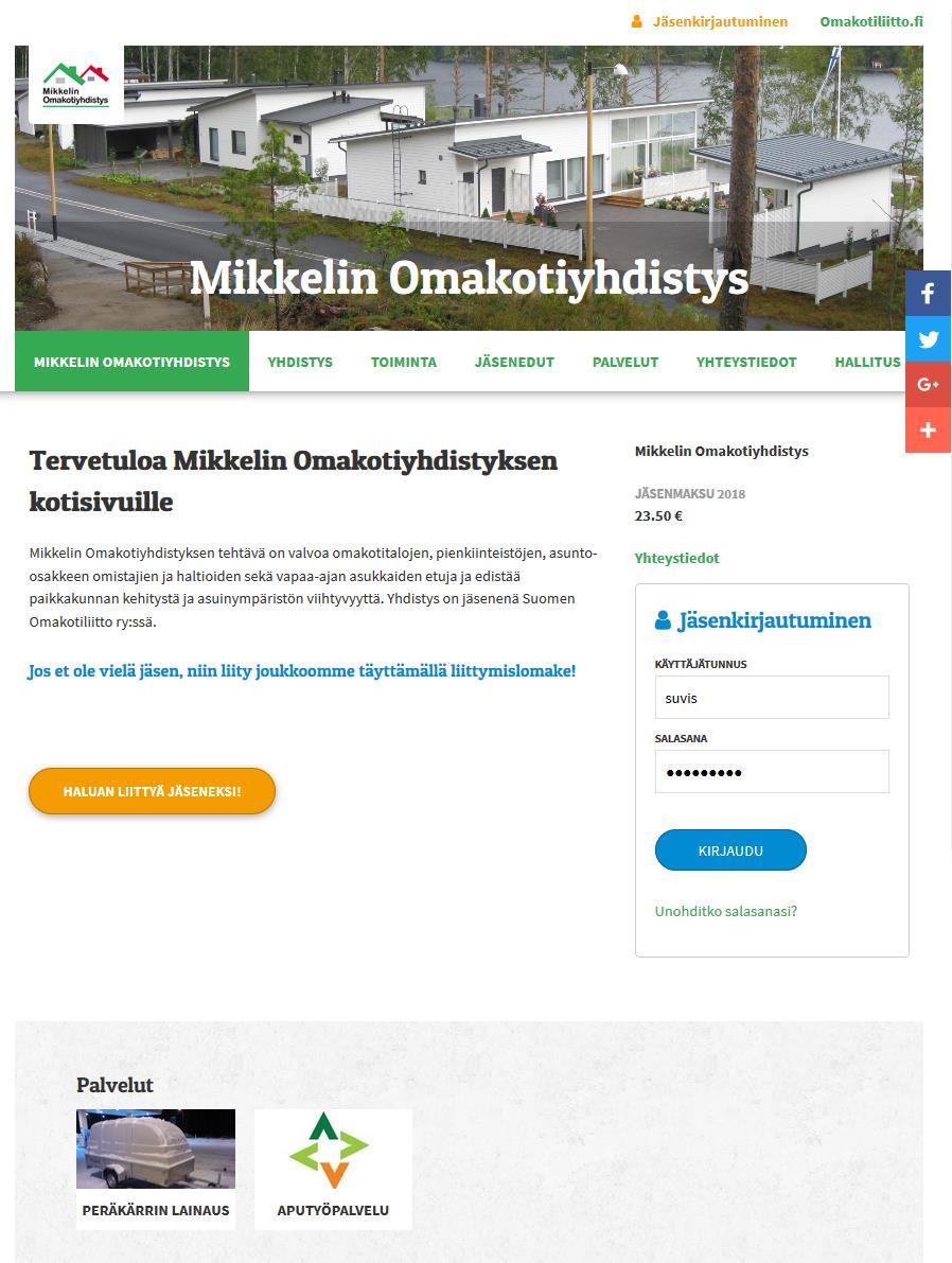 MONIPUOLISET PALVELUT YHDISTYKSELLE Jäsenrekisteri Jäsenlistat: uudet/eronneet, maksaneet/maksamattomat, osoitetarrat, massasähköpostiviestit Jäsenlaskutus Jäsenkortti Jäsenten palvelu puhelimitse ja