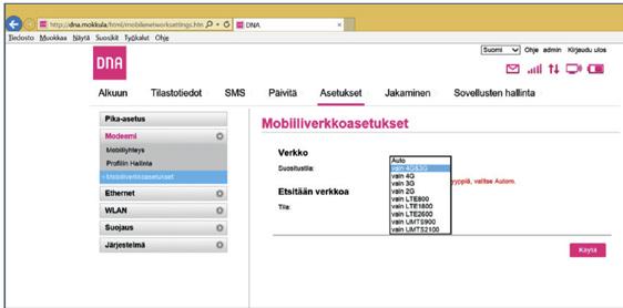 Mokkulaa. Voit halutessasi lukita Mokkulan mihin tahansa verkkoon seuraavasti: SELAIMELLA: ➀ ➁ ➂ ➃ ➄ Avaa nettiselain, kun olet kytkeytynyt Mokkulan WiFi-verkkoon tai yhdistänyt laitteet USB-johdolla.