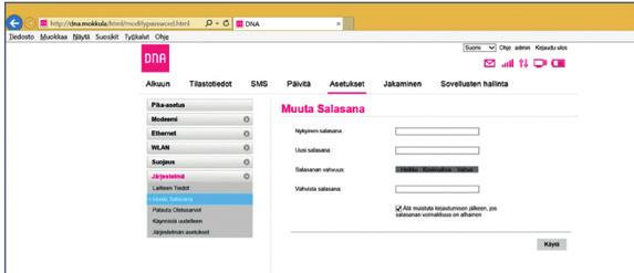 Mokkulan hallintasalasanan muuttaminen Mokkulan päivittäminen Mokkula saa ajoittain päivityksiä.