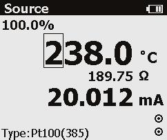 RTD Calibrator Vastusanturien simulointi SOURCE anturien liitin 1 2 3 4 3 1 2