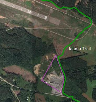 Kuva 5 Jaama Trail ulkoilureitti. Toiminta-alue kuvattu violetilla. 2.