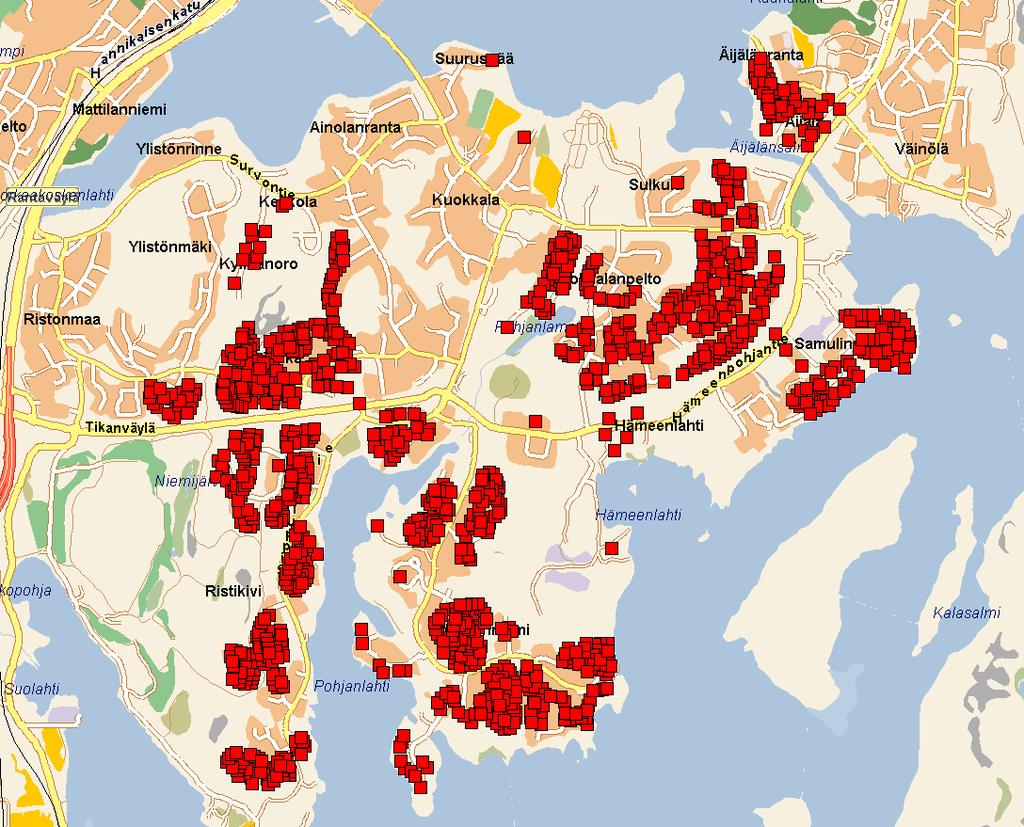 vapaa ajan rakennukset postinumeroalue 40520 yhteensä 1265 kpl