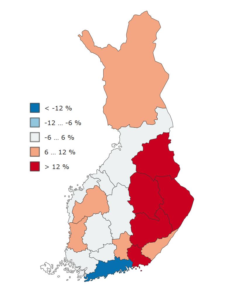 ERIKOISSAIRAANHOIDON SUHTEELLINEN TARVE MAAKUNNITTAIN VUONNA