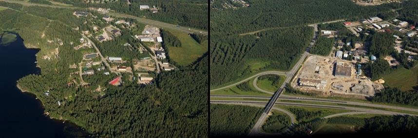 Vasemmalla suunnittelualueen eteläsan laajat metsäalueet, Tähtiniemen silta ja Tähtihvin liikennepalveluasema, ikealla