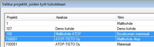 Esimerkki 2: haettu Tiimi 1:n tiedot molemmista