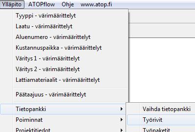 työlle koodi. Ohjelma antaa automaattisesti koodille C -kirjaimen eteen (custom).