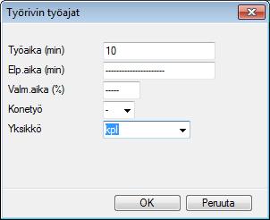 Valitse Työajat ja määritä työriville työaika haluamaasi yksikköä kohti.