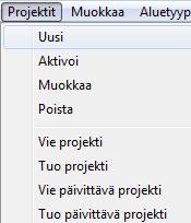 Projektin tiedot Kuvaprojektin tekeminen Valitse Projektit - Uusi Täytä projektikortti: - Ohjelma tarjoaa Projekti -kenttään automaattisesti seuraavaa vapaana olevaa numeroa - Älä tyhjennä kenttiä
