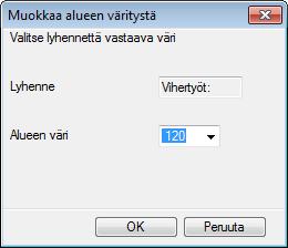 Kuvan viimeistely Alueen värimääritysten korjaus ATOP käyttää oletusvärejä värittäessään piirustuksia jonkin kriteerin mukaisesti. Pystyt helposti muuttamaan näitä värejä.