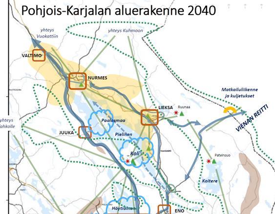 Pohjois-Karjalan aluerakenneselvityksessä 2040 Kolin alue on tunnistettu maakunnan kehittymisen kannalta keskeisenä alueena ja solmuna, jonne voi ja tulee syntyä monipuolisesti uusia toimintoja,