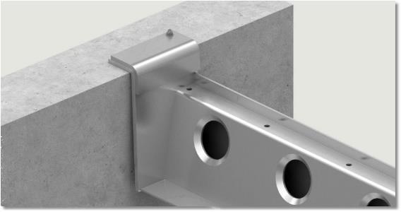 16 5.4.2 Liitos betonipalkin tai seinän päälle Erikoiskannake liitetään teräs- tai betonipalkin tai -seinän päälle seuraavilla liitostyypillä. 1.
