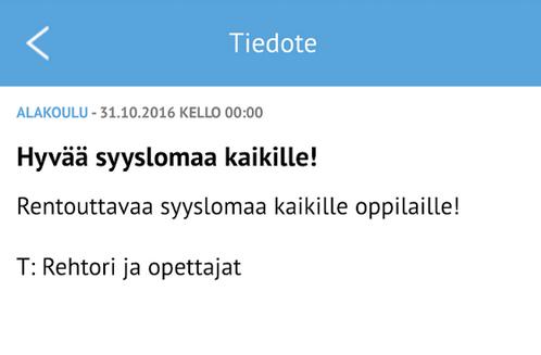 Takaisin järjestelmäviestilistaukseen pääset vasemman yläkulman nuolesta.