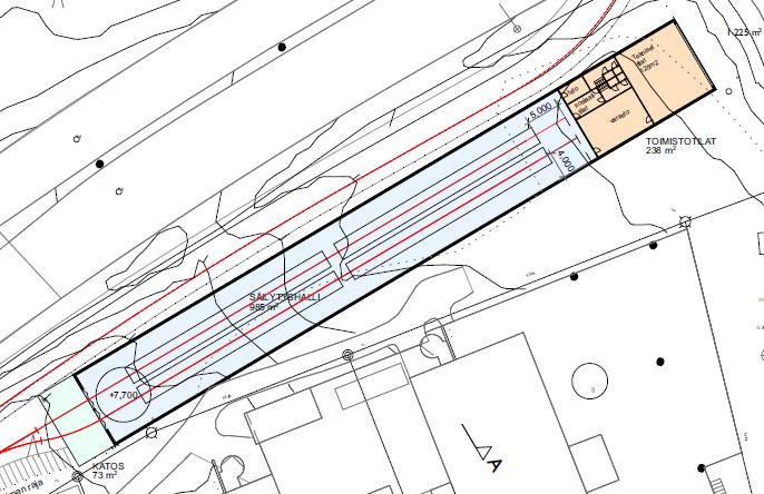 VE C: Roihupelto + Keilaniemi KEILANIEMI: Säilytyshalli 4 lyhyelle (34m) vaunulle Säilytyshallin