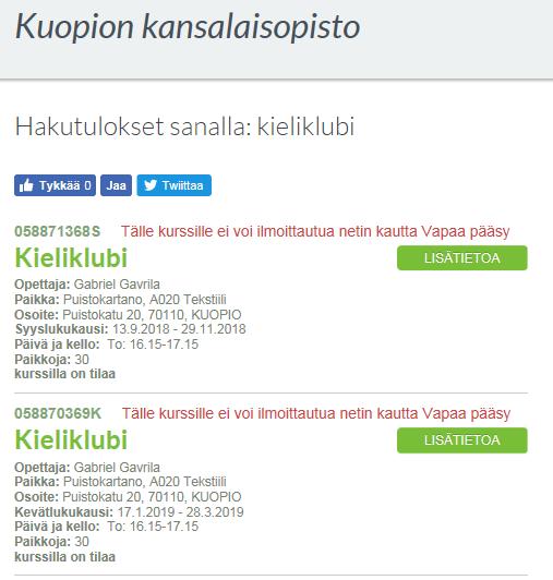 Kansalaisopistolla on toimintaa,