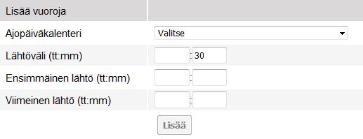 Jos muokkaat pysäkkiketjun saapumis- ja lähtöaikoja, ne päivittyvät automaattisesti vuorojen aikatauluihin. Huom.