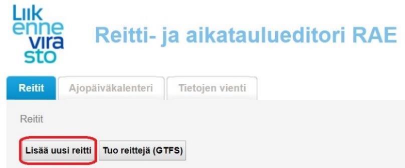 Ohje 5 (31) 2 Reittien, pysäkkien, pysäkkiaikataulujen ja ajopäiväkalenterin tallentaminen 2.