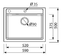 572 x 473 mm altaan syvyys: 200/125 mm altaassa vaijeripohjaventtiili asennettavissa vasen/oikea sopii  allaskaappiin Ø35 Ø90