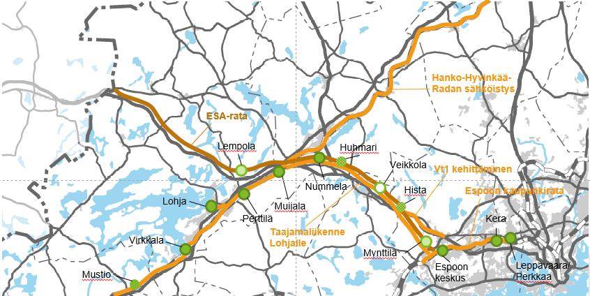 7 Vihdin, Lohjan ja Karkkilan suunta 7.1 Nykytila Lohja on Uudenmaan aluerakenteessa merkittävä seutukeskus, josta on paljon työmatkaliikennettä myös pääkaupunkiseudulle.