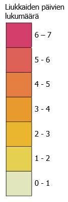 LIUKKAIDEN PÄIVIEN LUKUMÄÄRÄ Ennuste kuvaa, kuinka monta liukkaan kelin päivää ennusteviikon aikana