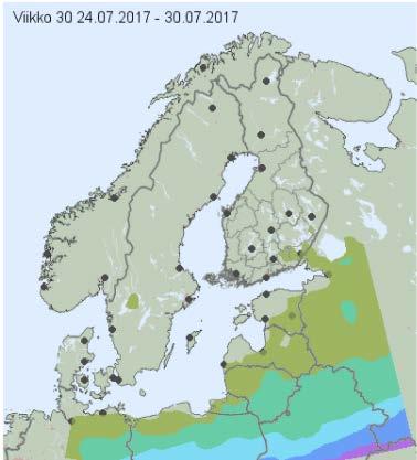 Ennusteviikolla 1 tuuliruusuennusteeseen käytetään Ilmatieteen laitoksen tuuliennustedataa, ja ennusteviikoilla 2-6 käytetään