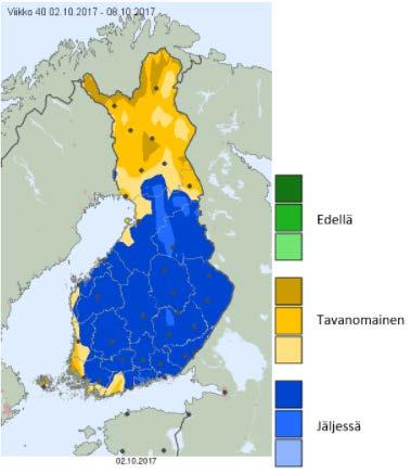 Tämän perusteella lämpösumman kertymä on jaettu kolmeen luokkaan: suurempi kuin tavanomainen, tavanomainen ja pienempi kuin tavanomainen.