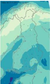 LEVÄENNUSTE: TODENNÄKÖISYYS 15 C & 20 C PINTAVESILÄMPÖTILALLE Tuote ennustaa todennäköisyyttä sille, että pintaveden lämpötila on viikon ajanjaksolla yli +15 astetta (leväkukinta alkaa) ja yli +20