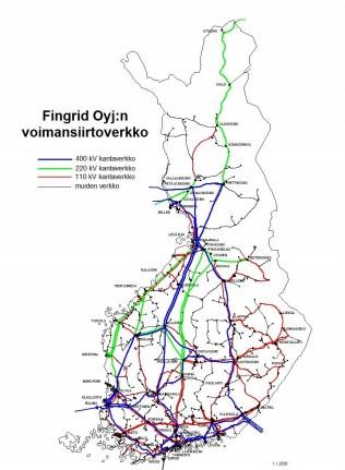 3 Kuva 2.1 Suomen kantaverkko vuodelta 2009. [1] 2.