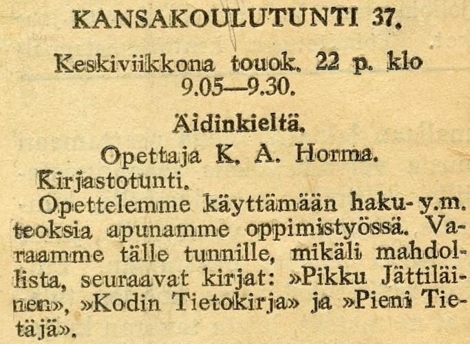 Koulu järjesti kursseja kansakoululaisille ja