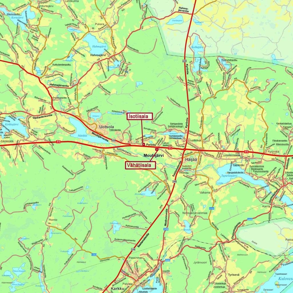 3 3.1 Sijainti Tarkasteltavat kiinteistö sijaitsee Sastamalan Mouhijärvellä Uotsolan ja Häijään taajamien välillä.
