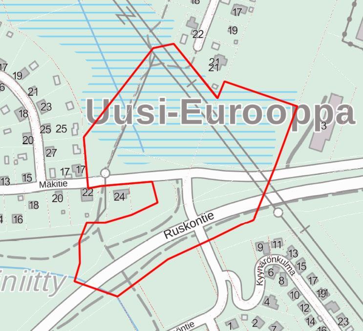 1.2 Kaava-alueen sijainti Suunnittelualue sijaitsee Sääksjärven Uuden Euroopan alueella. Se on kooltaan noin 5,6 ha.