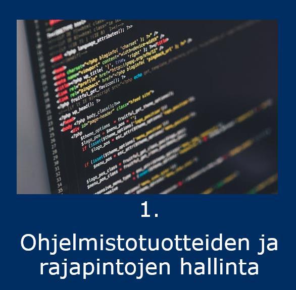 1. Ohjelmistotuotteiden ja rajapintojen hallinta Haaste: Kunnat tuottavat ratkaisuja/ohjelmistoja itse ja yhteistyössä toisten kuntien kanssa.