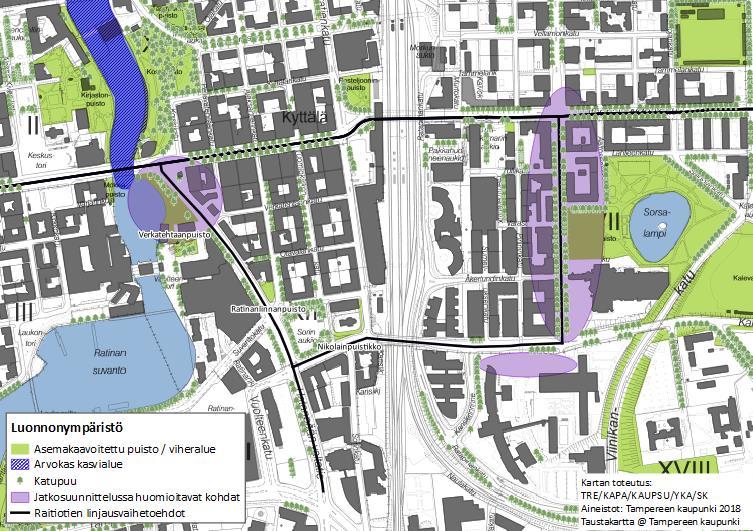 Kaupunkikuva, arvokkaat kulttuuriympäristöt + Kaikissa vaihtoehdoissa raitiotie tukee osaltaan liikennöintiin liittyvien arvorakennusten kokonaisuutta linja-autoasemalla.