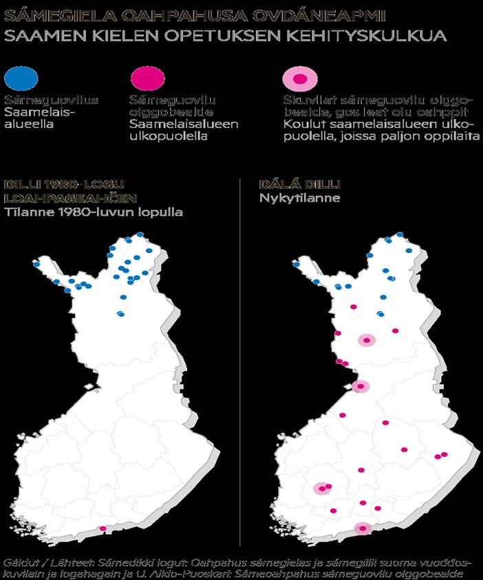 Saamenkielen opetus Kotiseutualueella mahdollisuus saamenkieliseen opetukseen Kotiseutualueen ulkopuolella saamen kielen