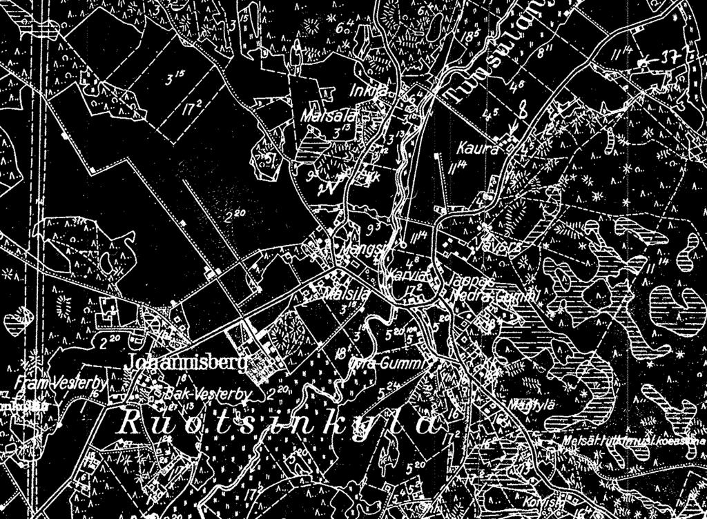 Ruotsinkylä vuonna 1936 laaditussa