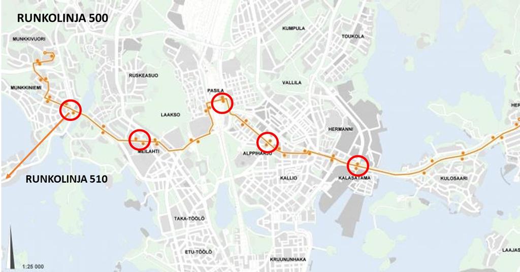 Lohjan ja Porvoon suuntien lähi- ja kaukoliikenteen kannalta keskeisimmät runkolinjahankkeet ja niihin liittyvät vaihtopaikat ovat seuraavia.
