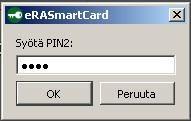 2 erasmartcardin perustoiminnot 2.1 Käyttäjän tunnistaminen Käyttäjän tunnistamiseen käytetään terveydenhuollon toimikorttia ja PIN1-koodia.