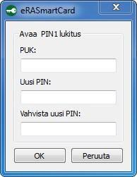 3.5. PIN-koodin vaihto Valitse valikosta Vaihda PIN1 tai Vaihda PIN2. Käyttäjälle näytetään dialogi, missä PIN-koodin voi vaihtaa ( Kuva 10). Kuva 10. PIN-koodin vaihtodialogi. 3.