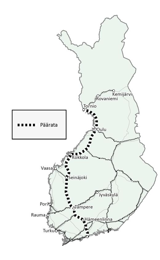 Päärata on Suomi-rata Pääradaksi kutsuttu ratayhteys kulkee Helsingistä Tampereen kautta Ouluun ja