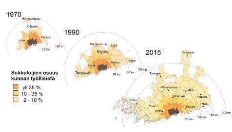 27 % koko maan työvoimasta työskentelee pääkaupunkiseudulla Alueella työskenteli tarkasteluajankohtana yhteensä