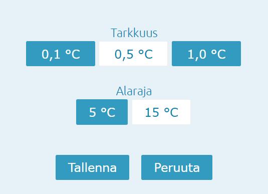 Tarkkuus tarkoittaa sitä, montako asteen kymmenystä valinta muuttuu liikuttamalla hiirtä tai sormea(tabletilla)< suosittelemme käyttämään 0,5 asteen tarkkuutta, joka esimerkissä on valittuna.