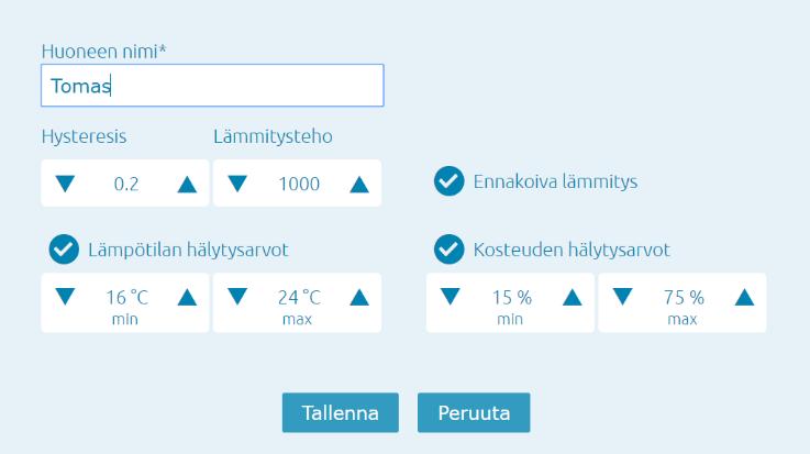 oheisen valikon. Syötä haluamasi profiilien nimet ja paina Tallenna Huoneet Huonekohtaisia asetuksia on useita, mutta onneksemme käyttöopastajan avulla suurin osa asetuksista on jo valmiina.