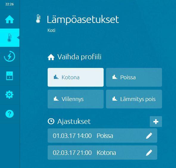 Palatessasi lomalta otetaan käyttöön 'Kotona'-asetus.
