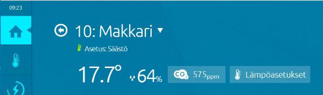 Valintakytkimessä näkyy viimeisin mitattu tulos. Graafi sisältää sekä mittaustuloksen, että hälytysrajan näytön.