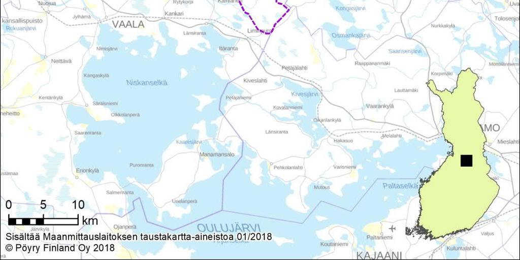 Alue rajautuu idässä Puolangan ja Paltamon kunnanrajaan. Tuulipuisto sijoittuu yksityisten maanomistajien maille.