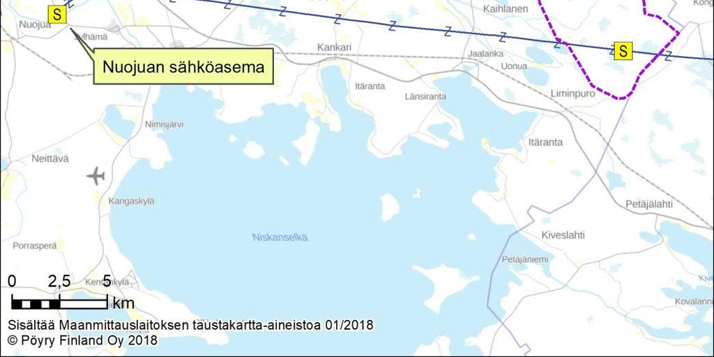 6 Hankkeen liittyminen muihin hankkeisiin Suomen Tuulivoimayhdistyksen tietojen mukaan (Suomen Tuulivoimayhdistys ry 2018) hankealueen lähin tuulivoimahanke on noin 15 km etelään sijoittuva Otsotuuli