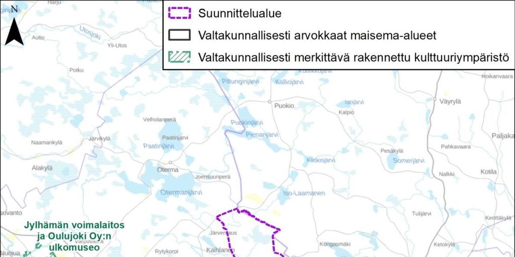 en kulttuurimaisema ja voimalaitokset sekä Säräisniemi. Säräisniemi on valtioneuvoston periaatepäätöksellä 1995 määritelty valtakunnallisesti arvokkaaksi maisemaalueeksi.