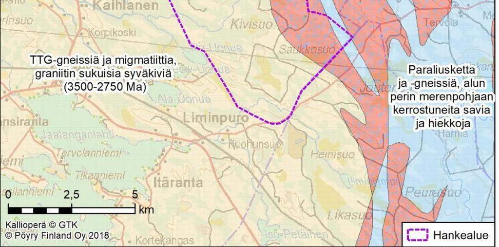 Vedenhankintaan tärkeä pohjavesialue Laajankangas-Kankari (1178501) sijaitsee noin 14 kilometriä lounaaseen (Kuva 6-14).