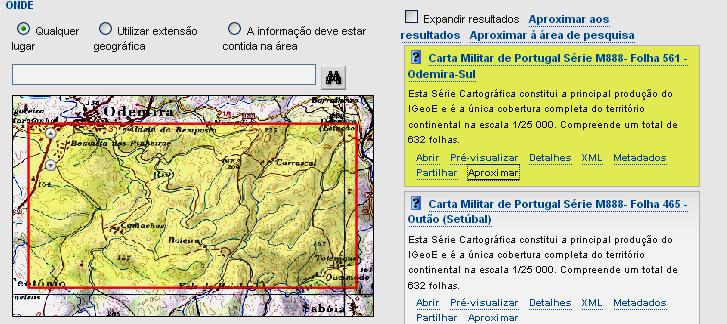 37 Kuva 6. Portugalin palvelussa käyttäjä voi nähdä hakutuloksen yhteydessä valitun aineiston sijainnillisen kattavuuden. 5.